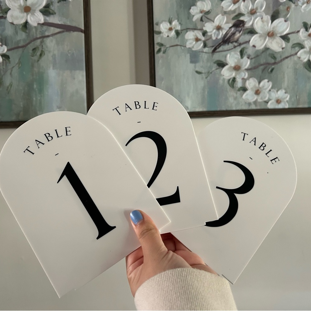 White Table Number Signs